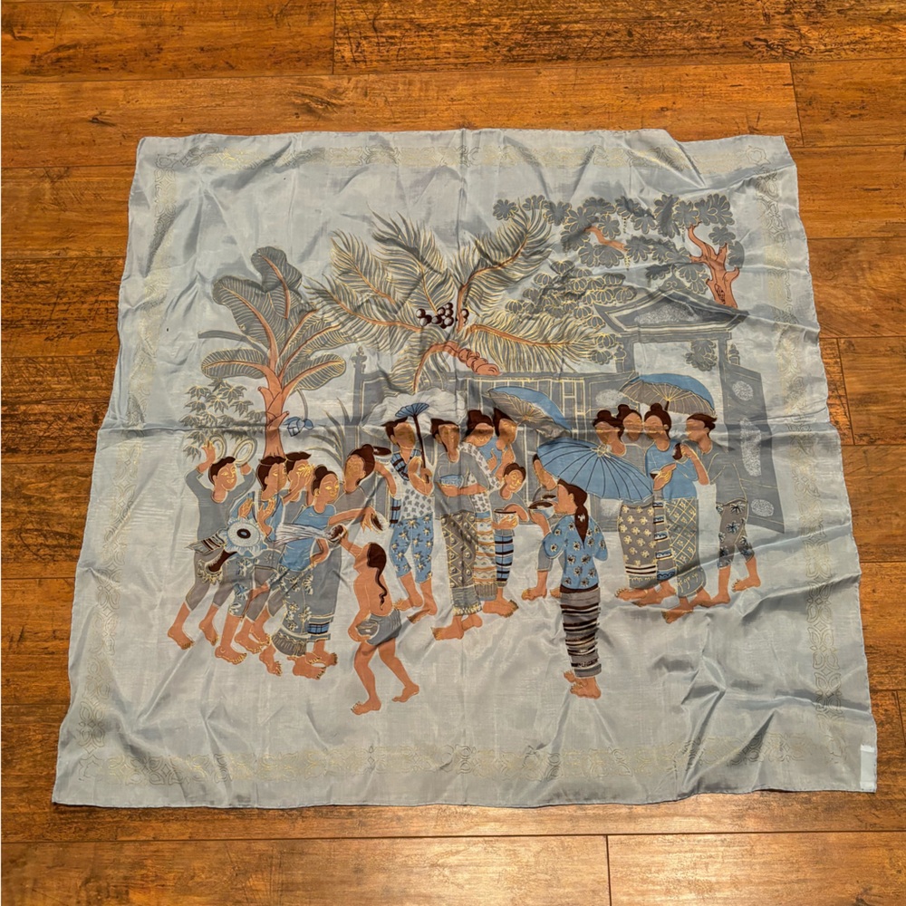 Vintage Thai 100% Silk Scarf 32”X32” Square